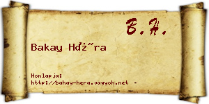 Bakay Héra névjegykártya